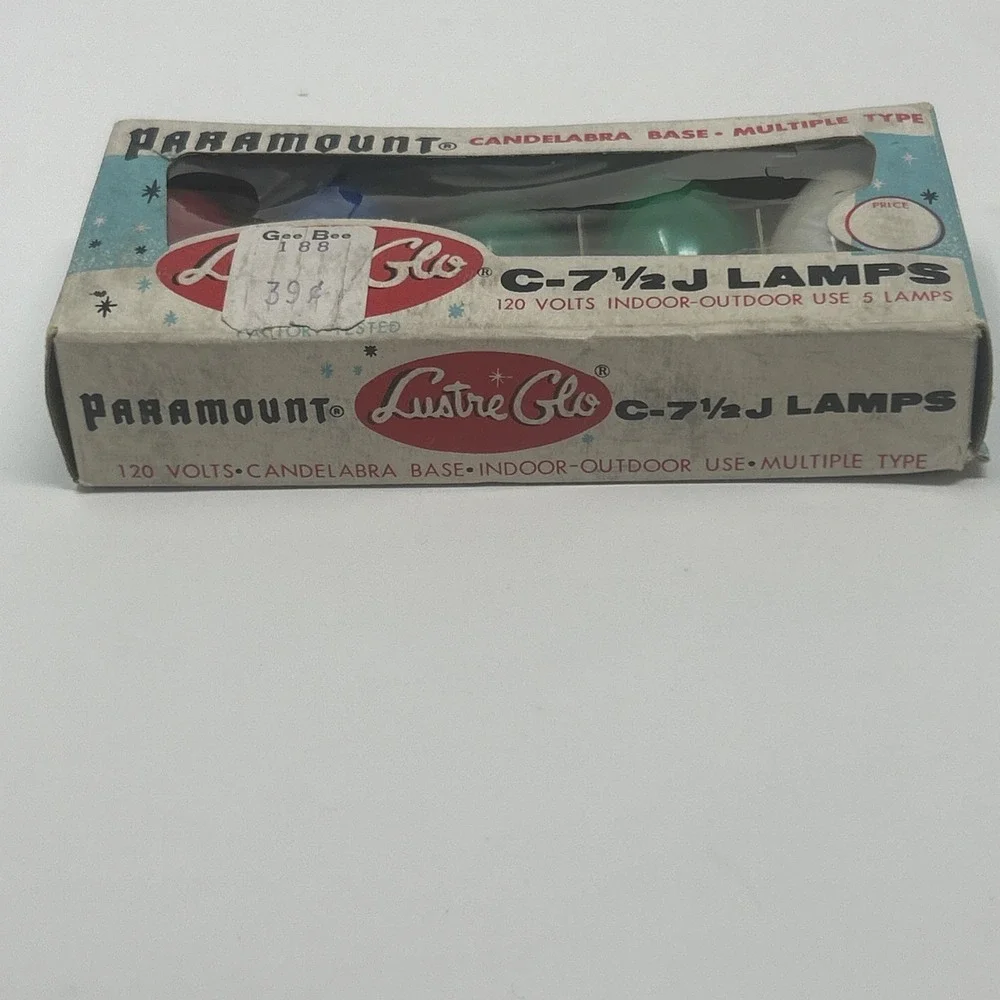 Vtg Paramount Lustre Glo Replacement Bulbs C-7 1/2 J Lamps 120 Volt In/Outdoor